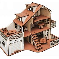 Кукольный домик с гаражем Дизайнерский шоколад Iwoodplay ЭД-021
