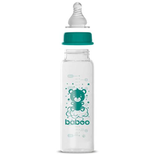 Бутылочка для кормления стеклянная с узким горлом 240 мл от 3 месяцев Baboo 3-121 фото 2