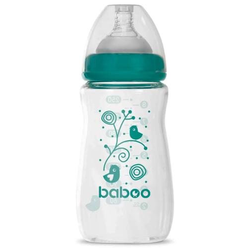 Бутылочка для кормления стеклянная широкая 250 мл от 3 месяцев Baboo 3-123