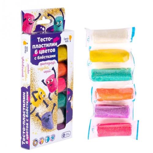 Набор для детской лепки Тесто-пластилин 6 цветов с блёстками Dream Makers TA1091
