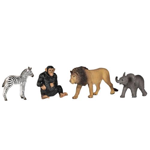 Набор фигурок Дикие животные: лев, шимпанзе, слоненок, зебра Konik AMW2126 фото 2
