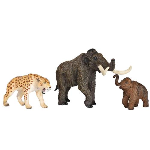 Набор фигурок Доисторические животные: мамонт, мамонтенок, смилодон Konik AMD4046 фото 2