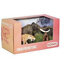 Набор фигурок Доисторические животные: мамонт, мамонтенок, смилодон Konik AMD4046