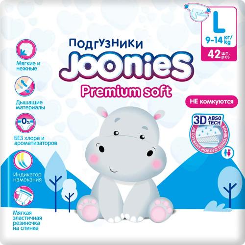 Подгузники Premium Soft L 7-14кг 42шт Joonies 953213